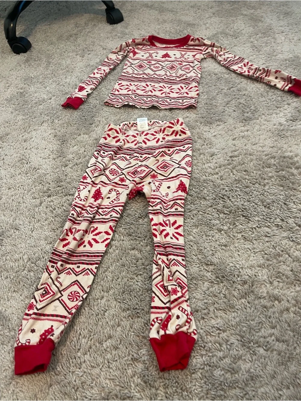 Place Red & Cream Fair Isle Kids Pajama Leggings